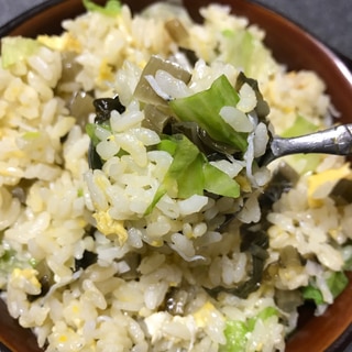 野沢菜漬けとシラスのチャーハン